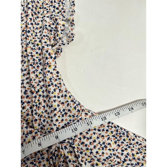 Monteau Los Angeles Womens Ruffle Sleeve Wrap Front Peplum Blouse Floral Small - Picture 3 of 8